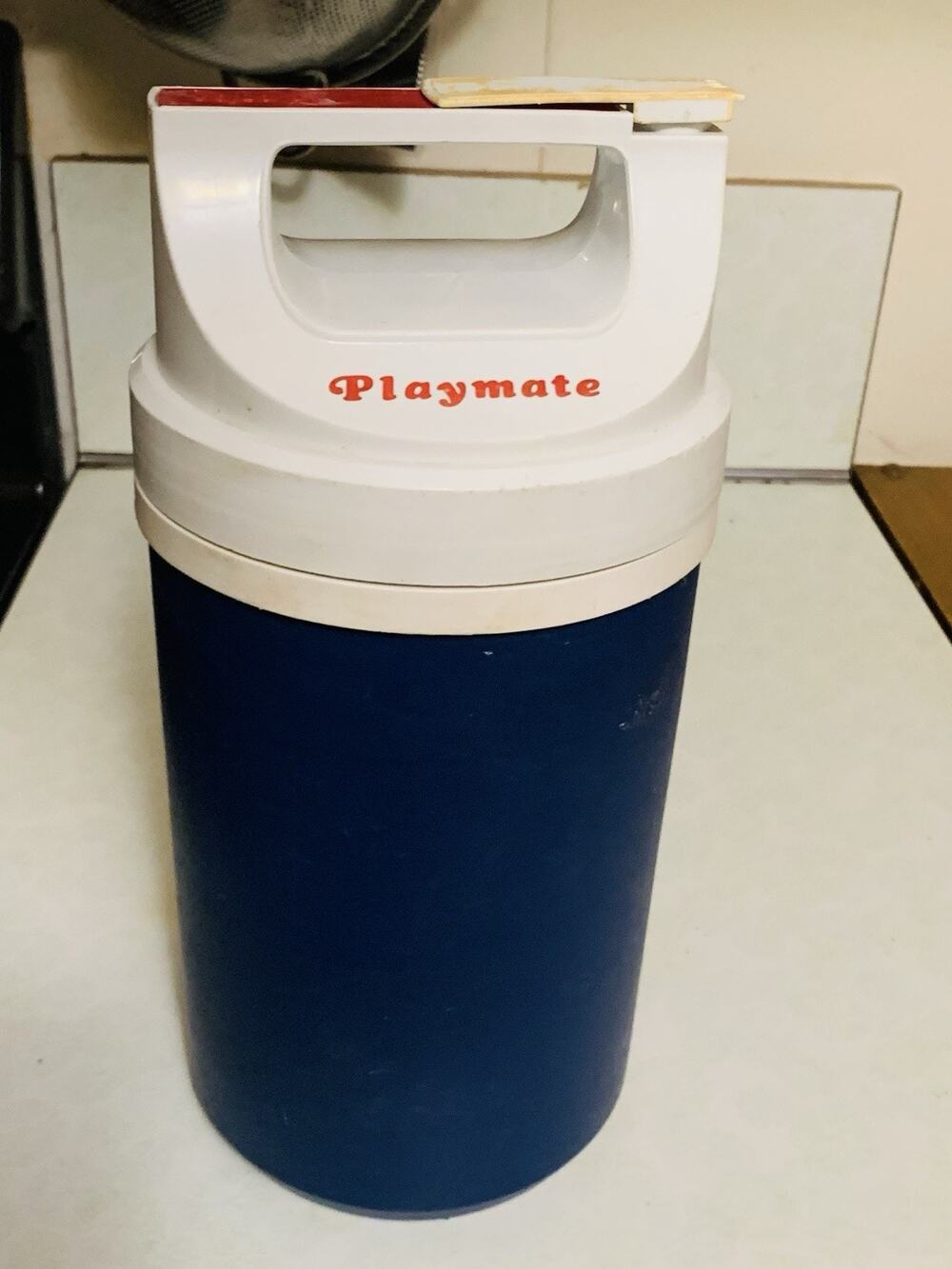 Vintage Igloo Playmate Half 1/2 Gallon Blue and White Water Jug Thermos Cooler